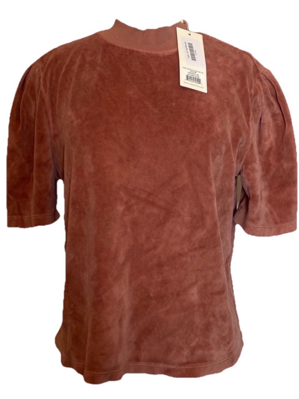 Suzie Kondi Rust Terry Top Chestnut Short Sleeve Shirt Size M Lounge Luxury